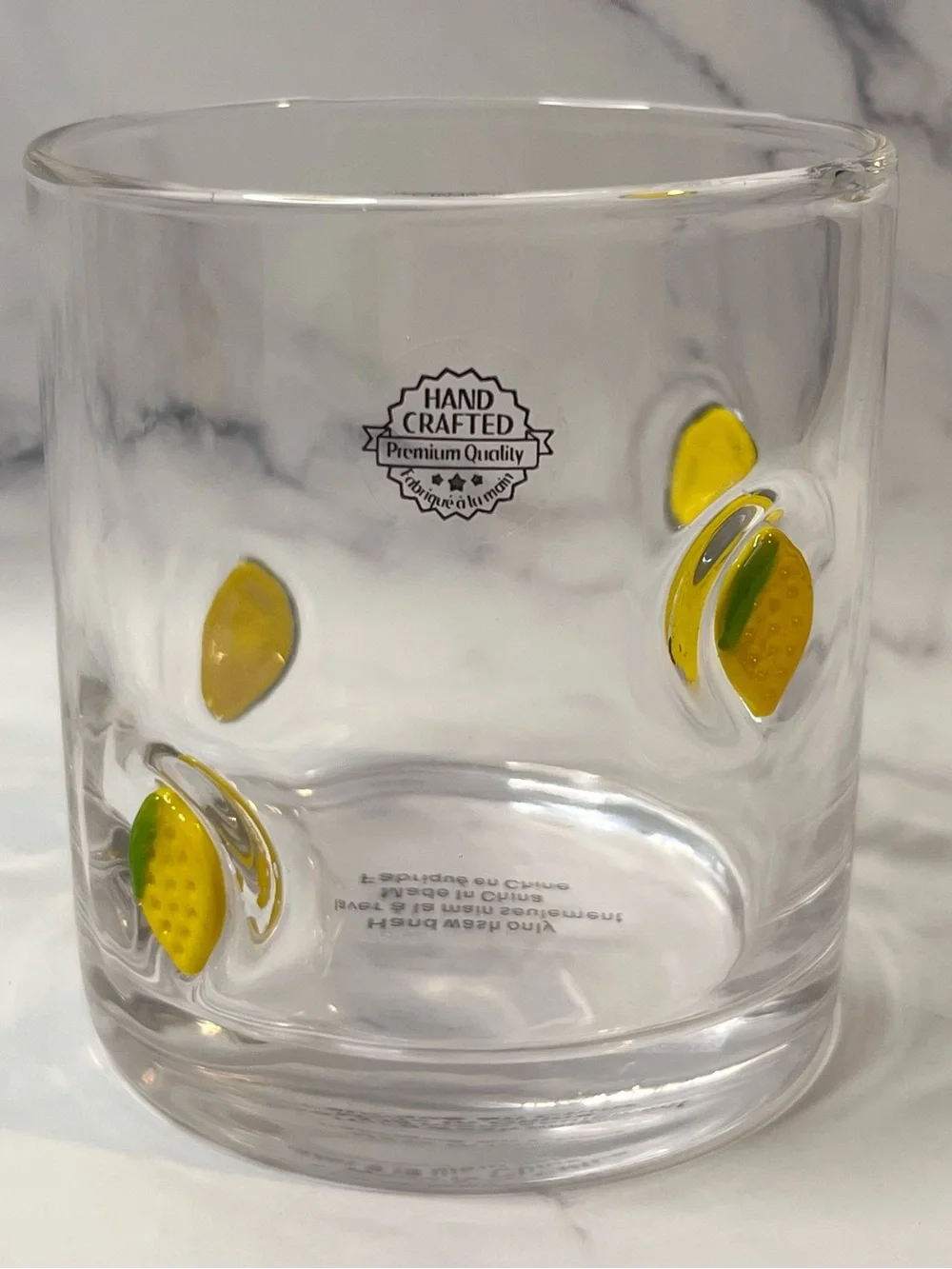 Anthropologie Icon Lemon Drink Glass Mouthblown w/ Fused Beads Juice Glass NEW